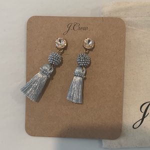 J.Crew Costume Earrings Blue Crystal Tassels